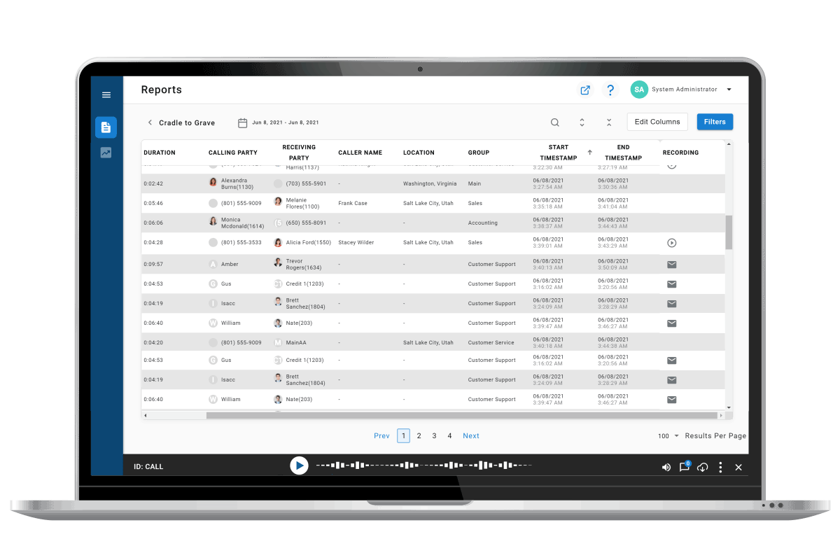 animated preview of a user navigating Xima’s on-premise call center software