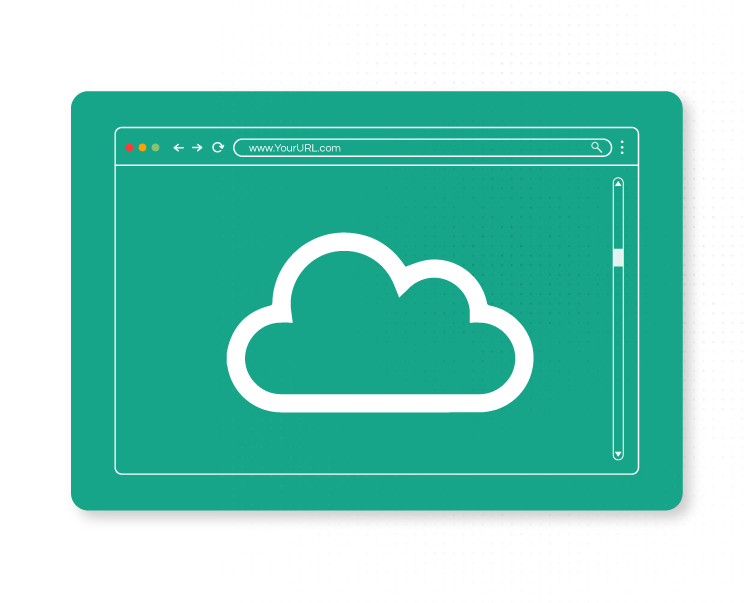Square browser with a cloud icon in the center