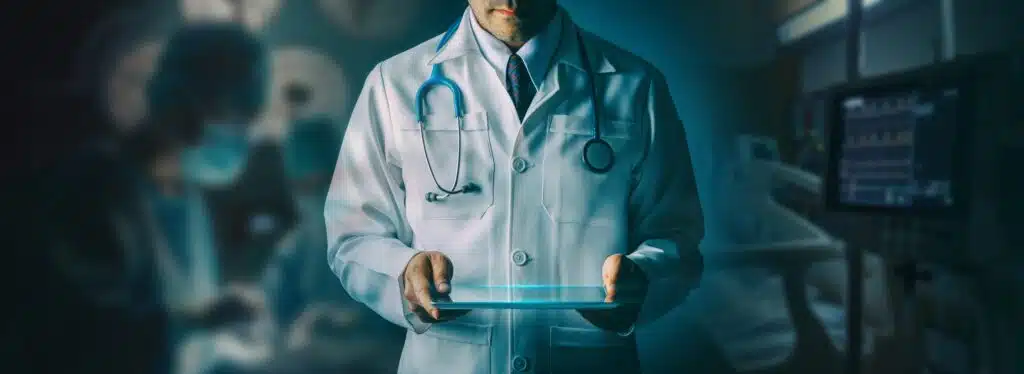 doctor with tablet
